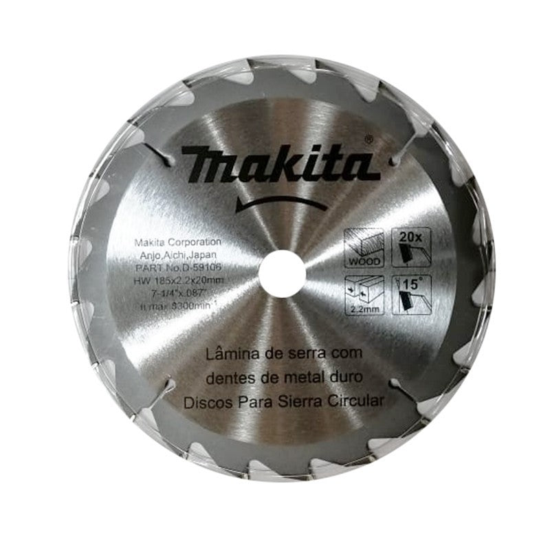 Disco Sierra Makita D-59106 7.1/4" para Madera 20 TPI
