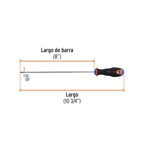 Desarmador Cruz 1/8 X 8" - Herramienta Profesional y Duradera