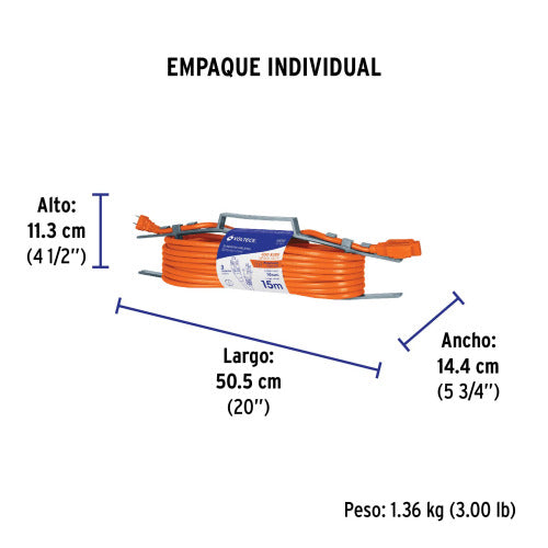 Extensión Eléctrica Ruda 15m Cal. 16 - Alta Durabilidad