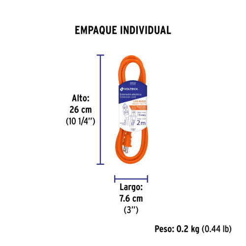 Cable Extensión 16 Gauge para Uso Rudo - 2 Metros