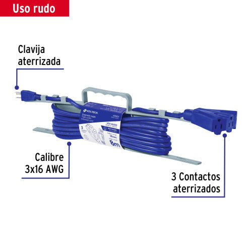Extensión Triple Tipo Abanico Calibre 16 | Calidad Duradera