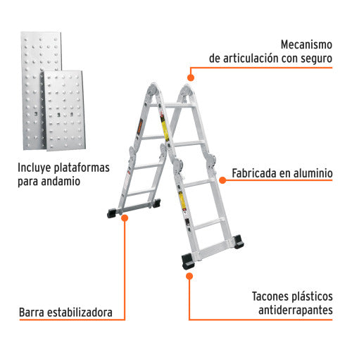 Escalera Multiposición de 8 Peldaños - Seguridad y Versatilidad