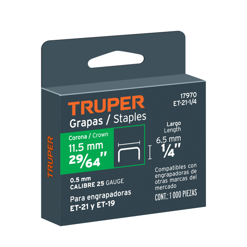 Grapas 1/4" ET-21-1/4 - Pack de 1000 Uds. | Calidad Premium