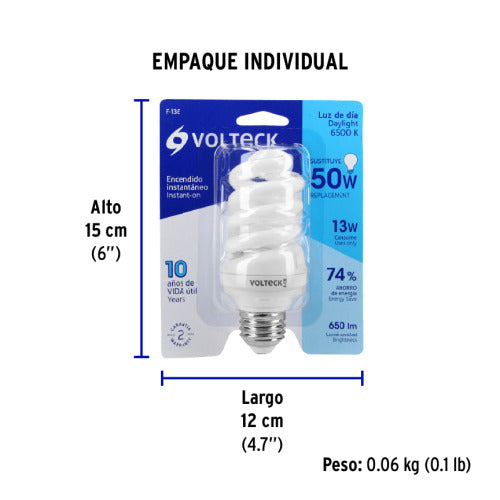 Foco Ahorrador Espiral 13W Luz Día | Eficiencia Energética