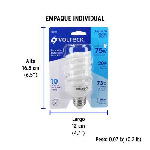 Foco LED 20W Espiral Mini Voltech - Ahorro Energético