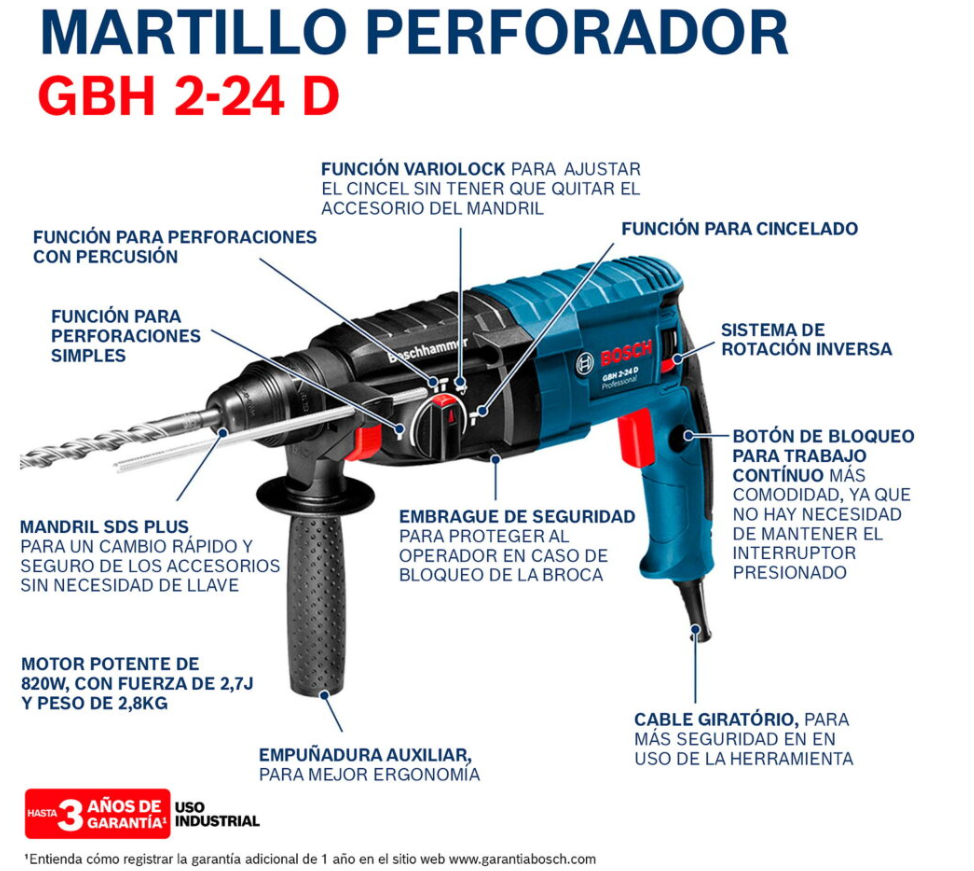 Martillo perforador Bosch GBH 2-24 D