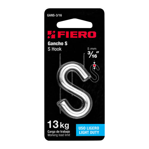 Gancho S para Cable 3/16'' - Soporte Robusto y Duradero