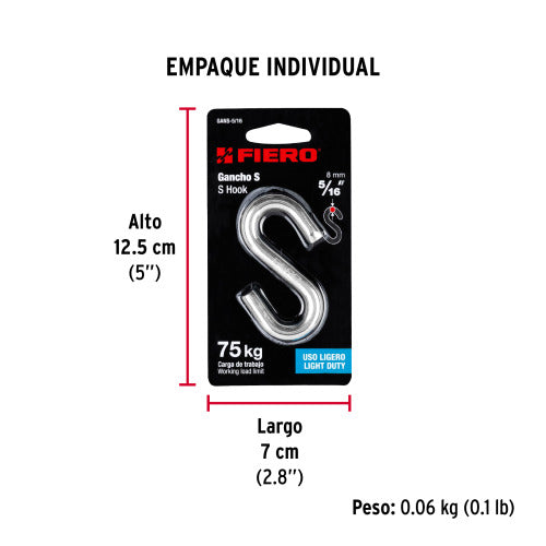 Gancho S para Cable 5/16" - Seguro y Resistente