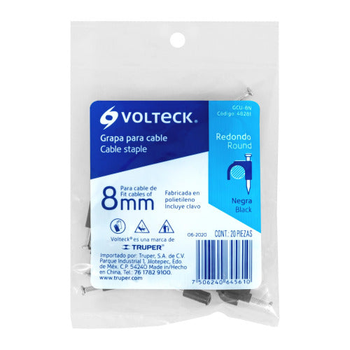 Grapa curva 8 mm negra mate - Pack de 20 unidades