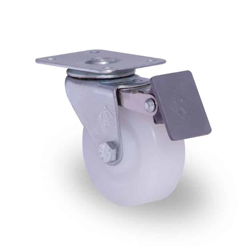 Rodaja 2 1/2" con Freno - Placa Giratoria Polietileno