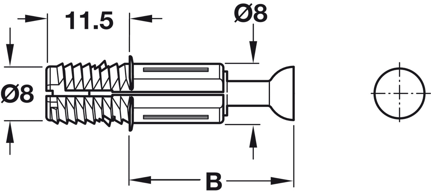 Perno Expansor Minifix C100 B34/8 Häfele - Unión Invisible