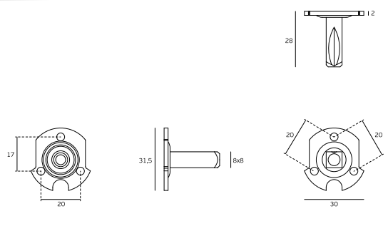 Base de Sujeción de Pomo Fijo 8x8 - Calidad Garantizada