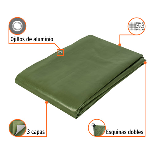 Lona Truper 4x6m Verde Olivo - Resistente para Uso Rudo