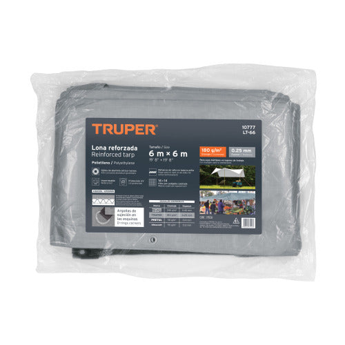 Lona Gris Truper 6x6m - Resistente y Duradera