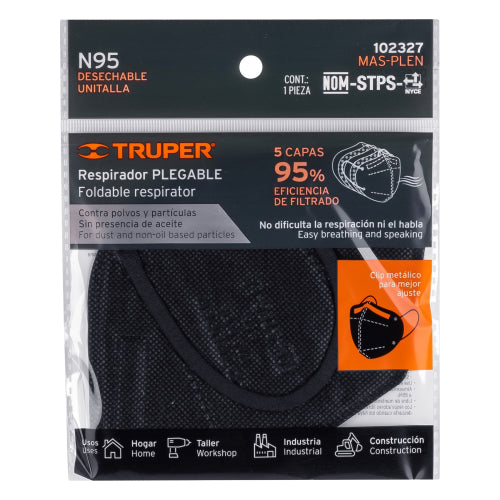 Respirador N95 Negro Plegable - Protección Premium