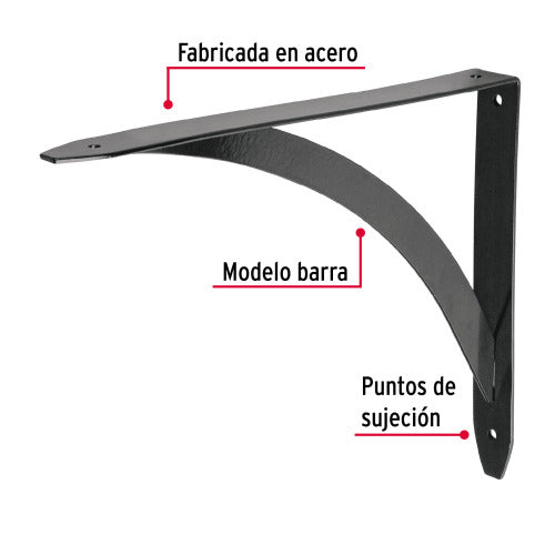 Ménsula Reforzada Negra 8X10" - Estilo Barra Moderna