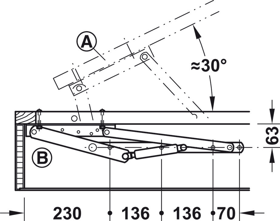 Muelle Gas 1150N Häfele - Soporte Colchón Pesado