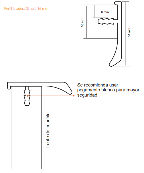 Perfil Jaladera Simple 16mm x 6m - Calidad y Durabilidad