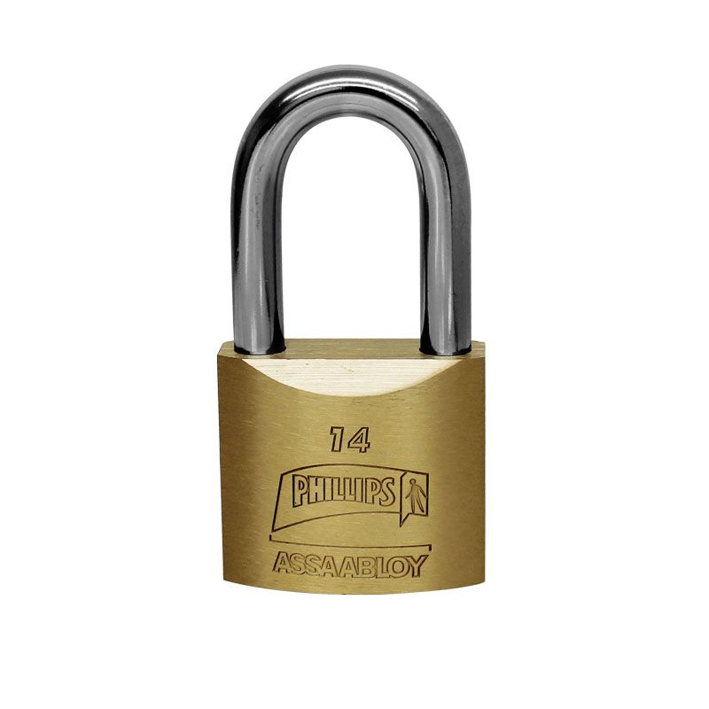 CANDADO DE LATÓN SÓLIDO 5 PERNOS 50 MM GANCHO LARGO MOD. 14-GL