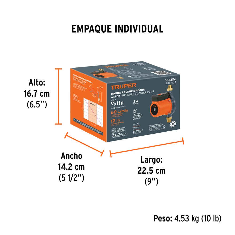 BOMBA PRESURIZADORA 1/3 HP 2-SERVICIOS
