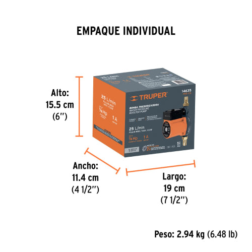 Bomba Presurizadora 1/6 HP | Aumenta Presión de Agua Eficiente