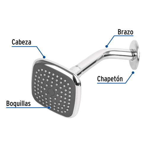 REGADERA CUADRADA ABS 3-3/4 CON BRAZO