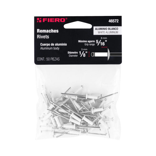 BOLSA DE REMACHES 1/8"X5/16" BLANCOS ALUMINIO