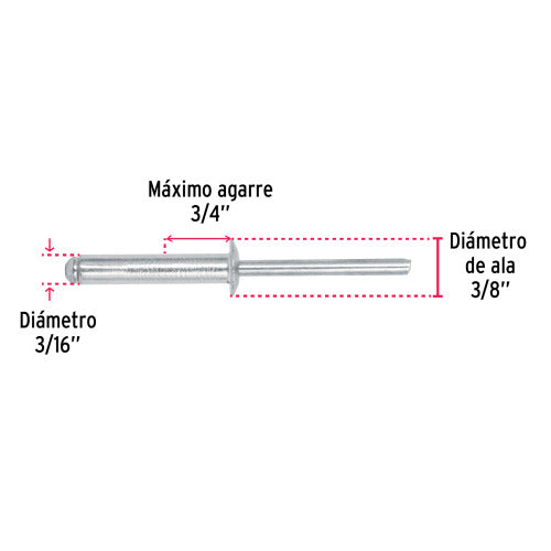 Remaches Durables 3/16' x 3/4' - Pack de 50