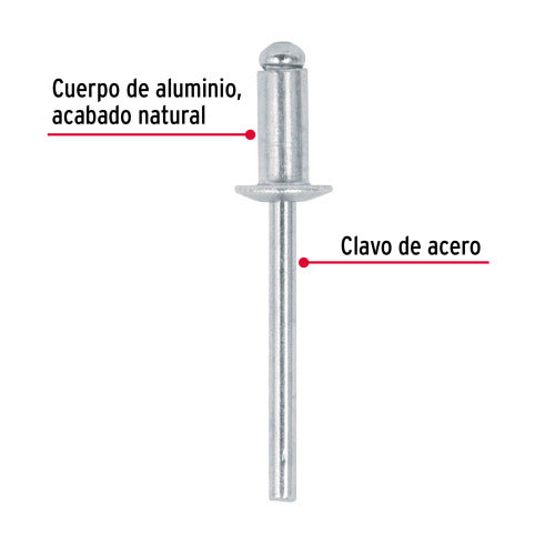 Remaches de Acero 3/16" - Bolsa de 50 para Ensambles Duraderos