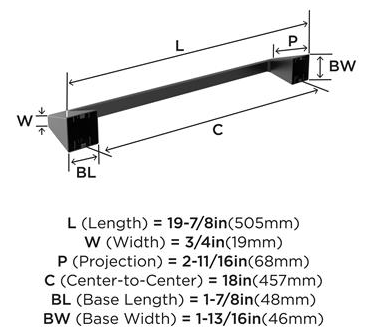 Toallero Blackrock 18" Elegante y Resistente - BH36003MB
