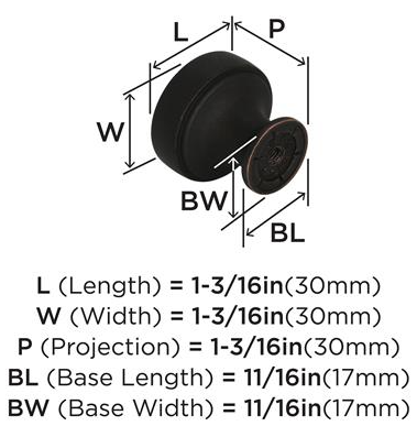 Pomo High Ridge 1 3/16" - Calidad Premium para Puertas