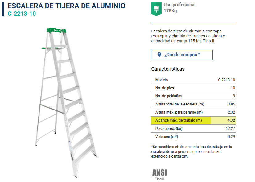 Escalera de Tijera Profesional C-2213 - Segura y Ligera