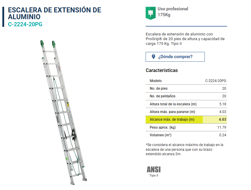Escalera Extensión Aluminio Profesional 5.17m - Seguridad Avanzada