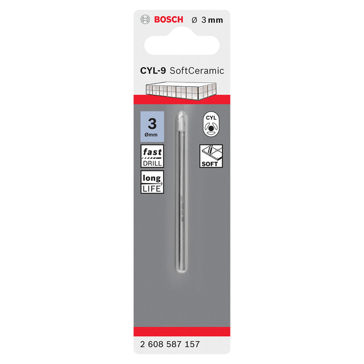 Broca CYL-9 para Vidrio y Azulejo 1/8'' (3mm) - Alta Durabilidad