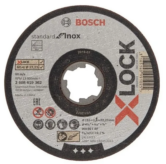 Disco Corte X-LOCK Inox T41, 115x1.6x22.23 mm - Alta Durabilidad