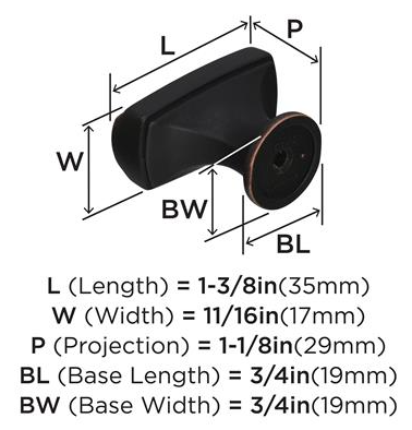 Pomo High Ridge de 1 3/8" Doble Broca - Estilo Clásico
