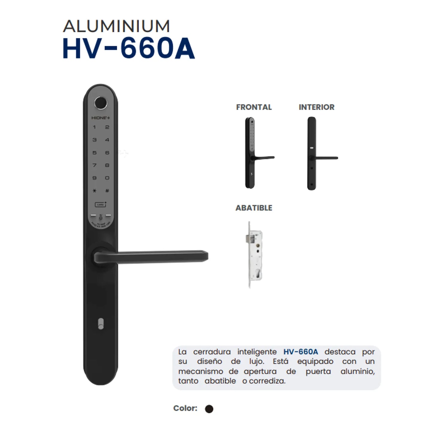 Cerrojo HV-660A Abatible Negro para Puertas Seguras