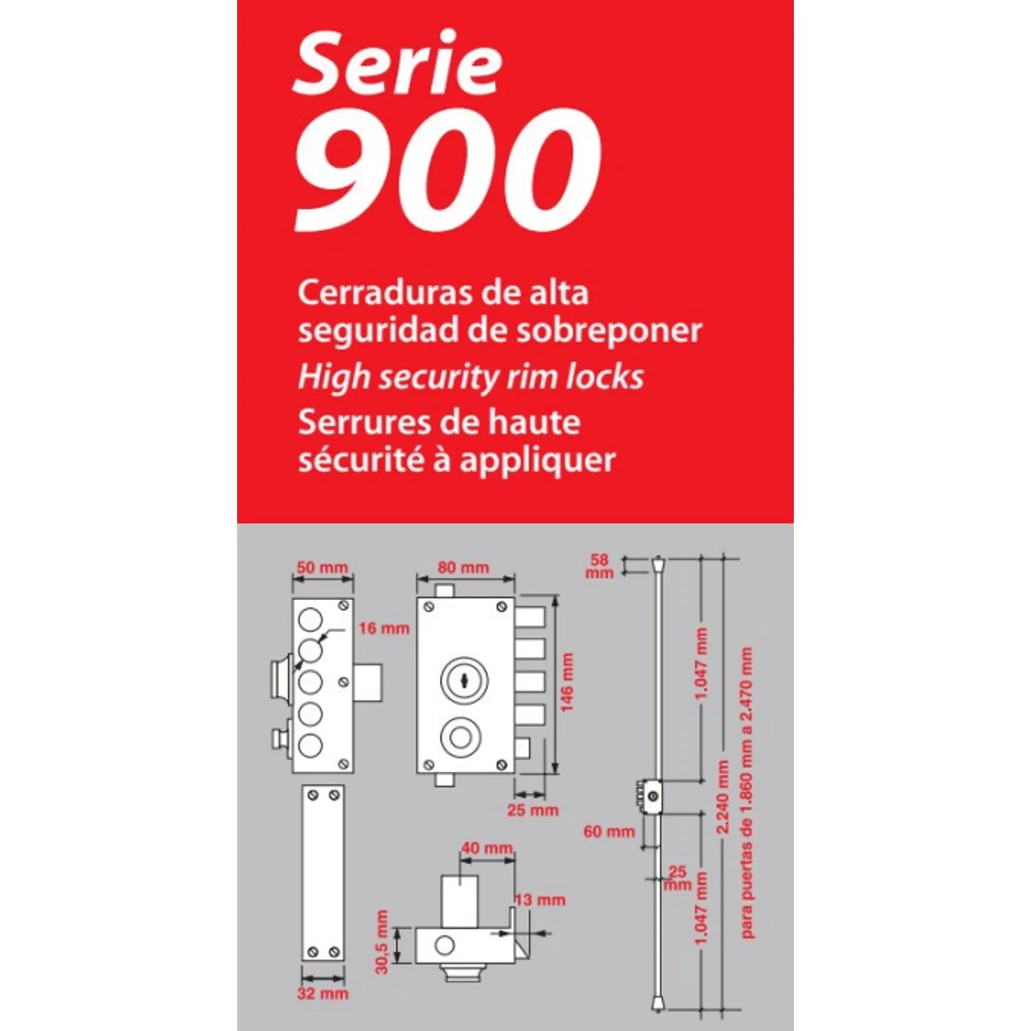 Cerradura Mod. 900 Latón - Seguridad Premium