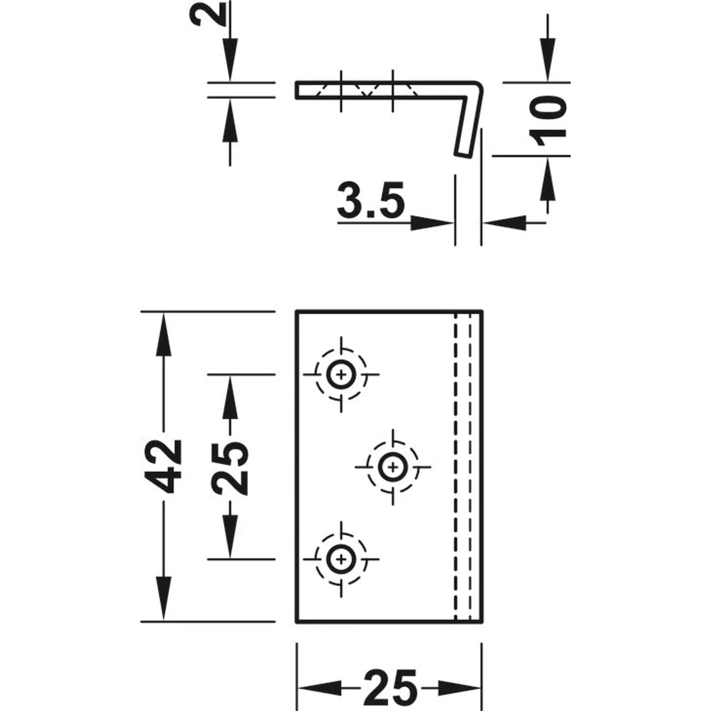 Contrachapa Acero Níquel 42×25×10 mm | Häfele Premium