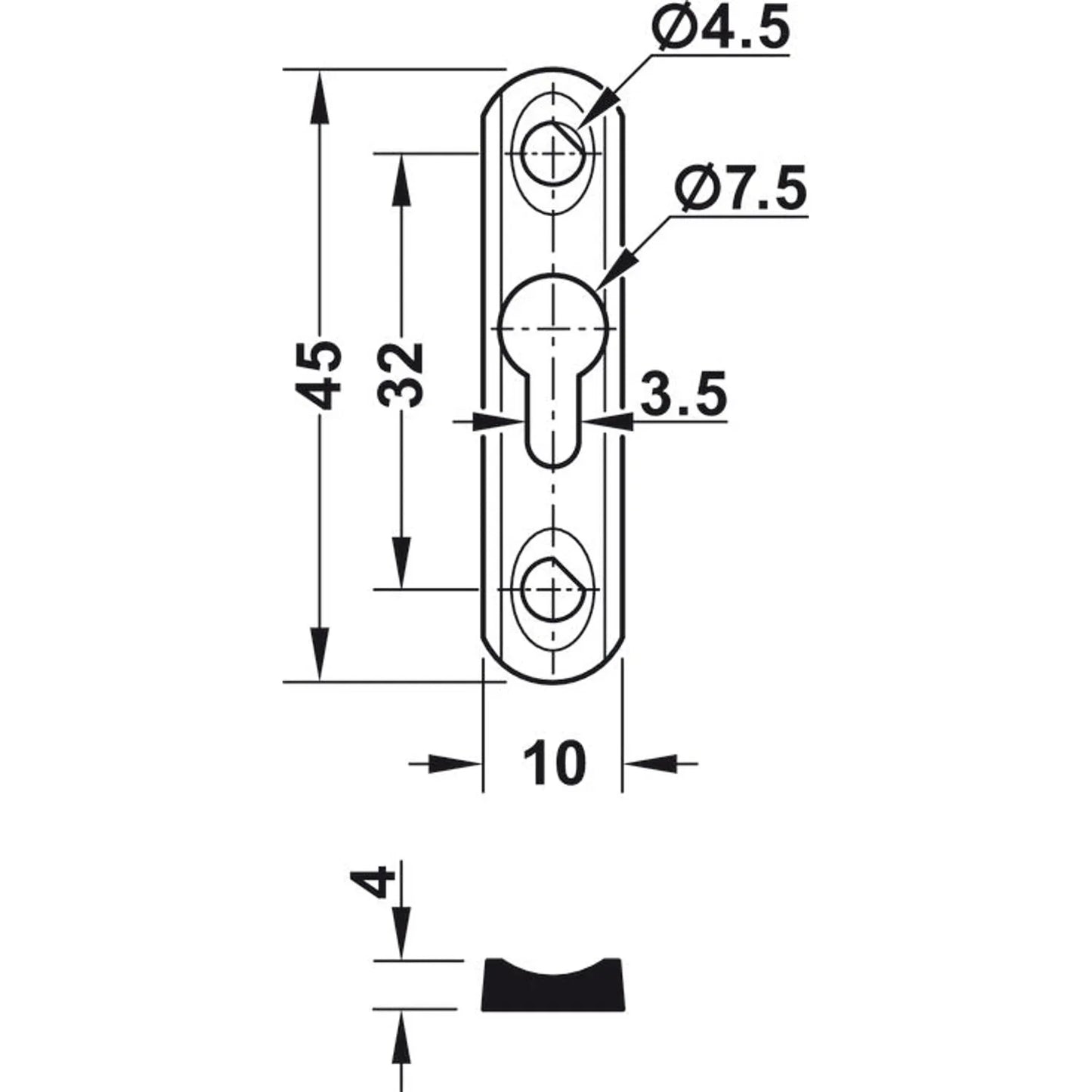 Placa Cabeza Sebo Acero 46×10 mm - HÄFELE | Alta Durabilidad