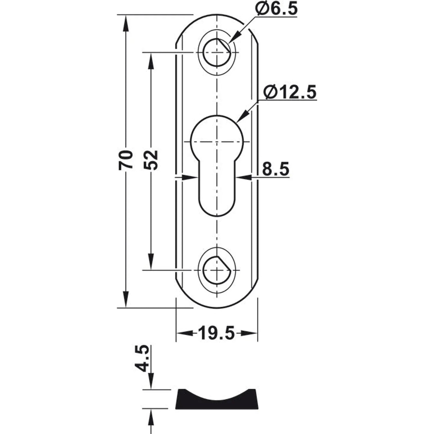 Placa Acero 60mm Häfele para Camas Abatibles