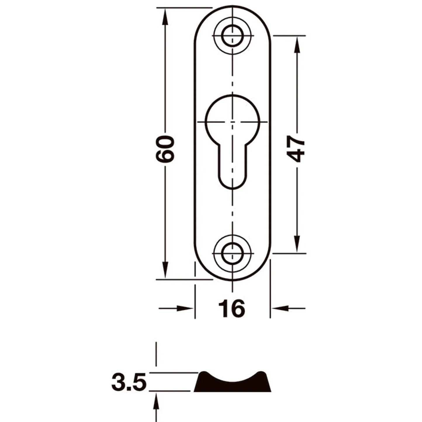 Placa Acero 60mm Häfele para Camas Abatibles