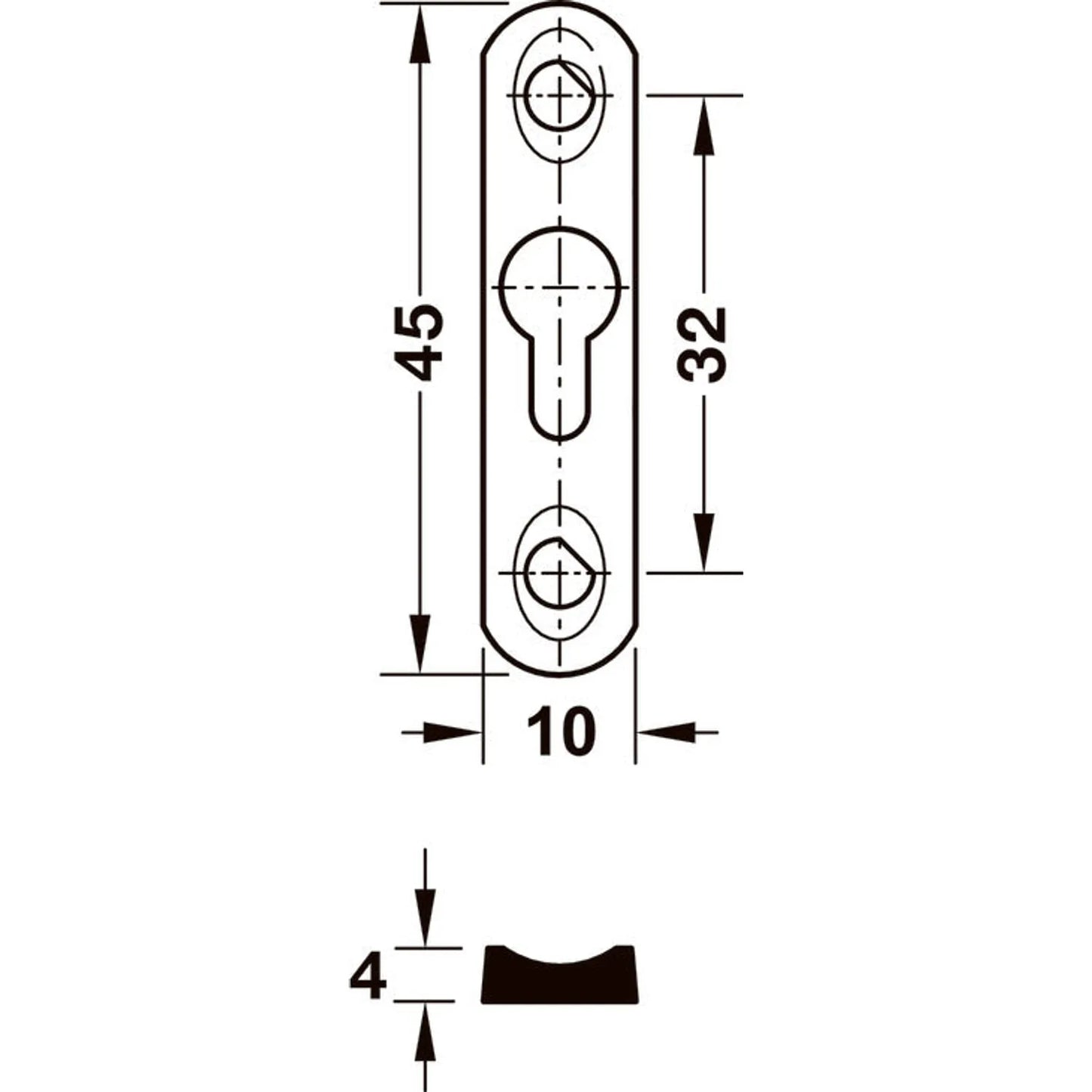 Placa Acero 60mm Häfele para Camas Abatibles