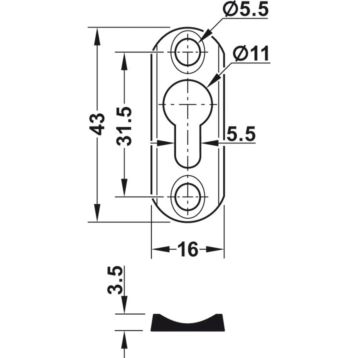 Placa Acero 60mm Häfele para Camas Abatibles