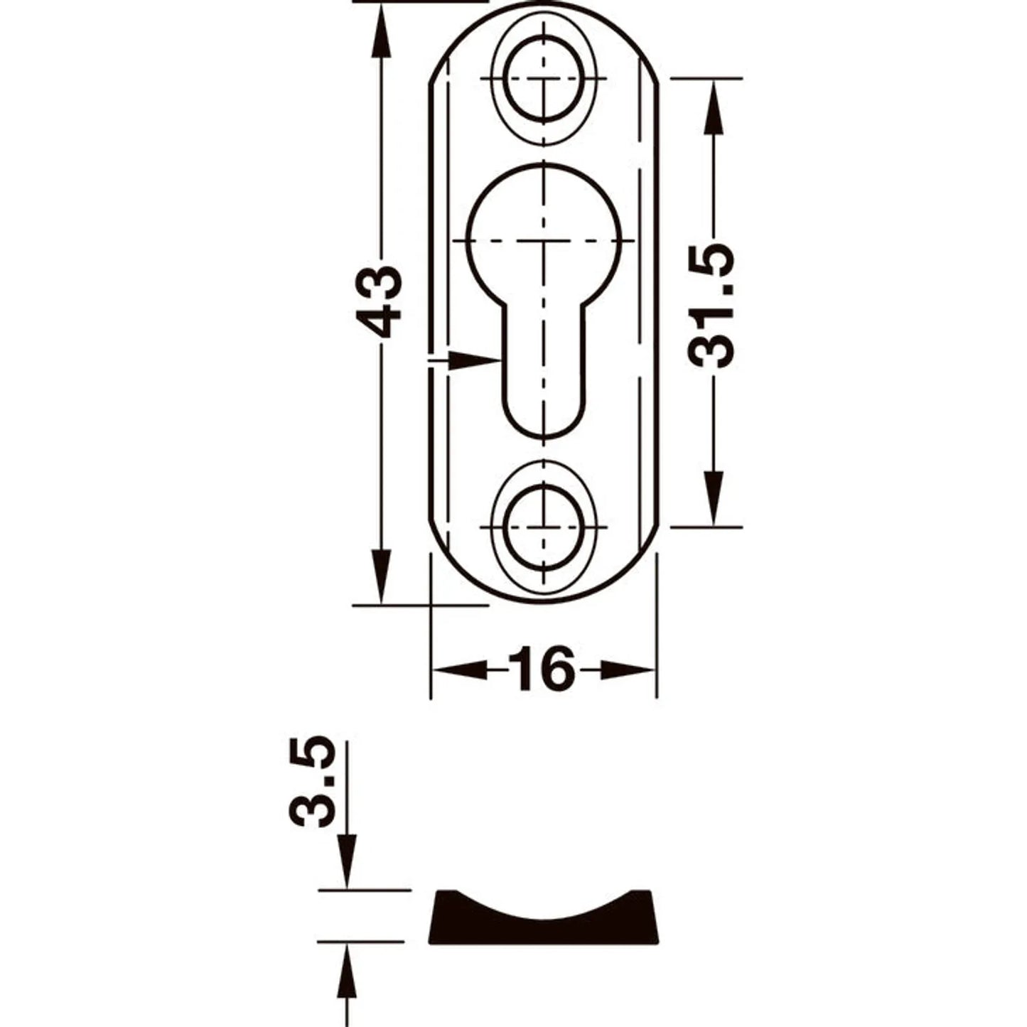 Placa Acero 60mm Häfele para Camas Abatibles
