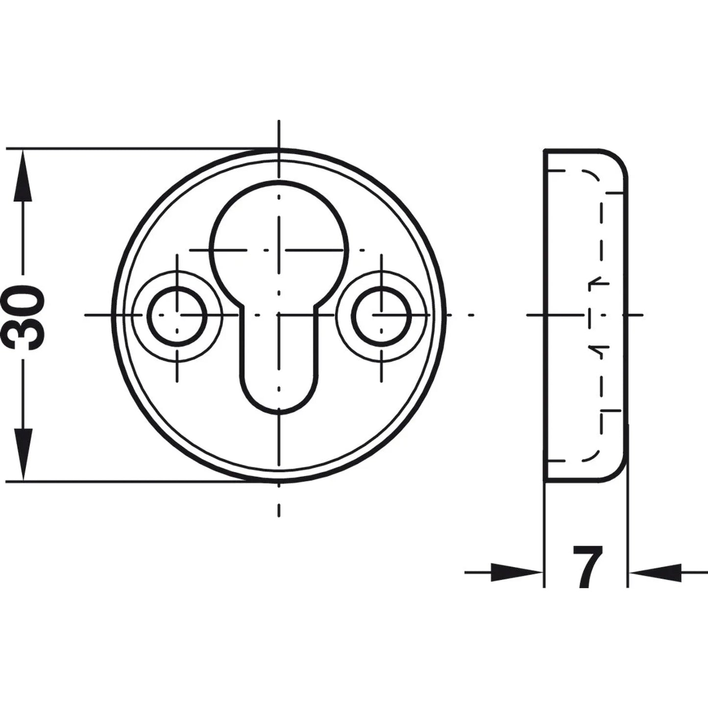 Placa Cabeza Sebo Acero 30mm - Häfele para Camas Abatibles