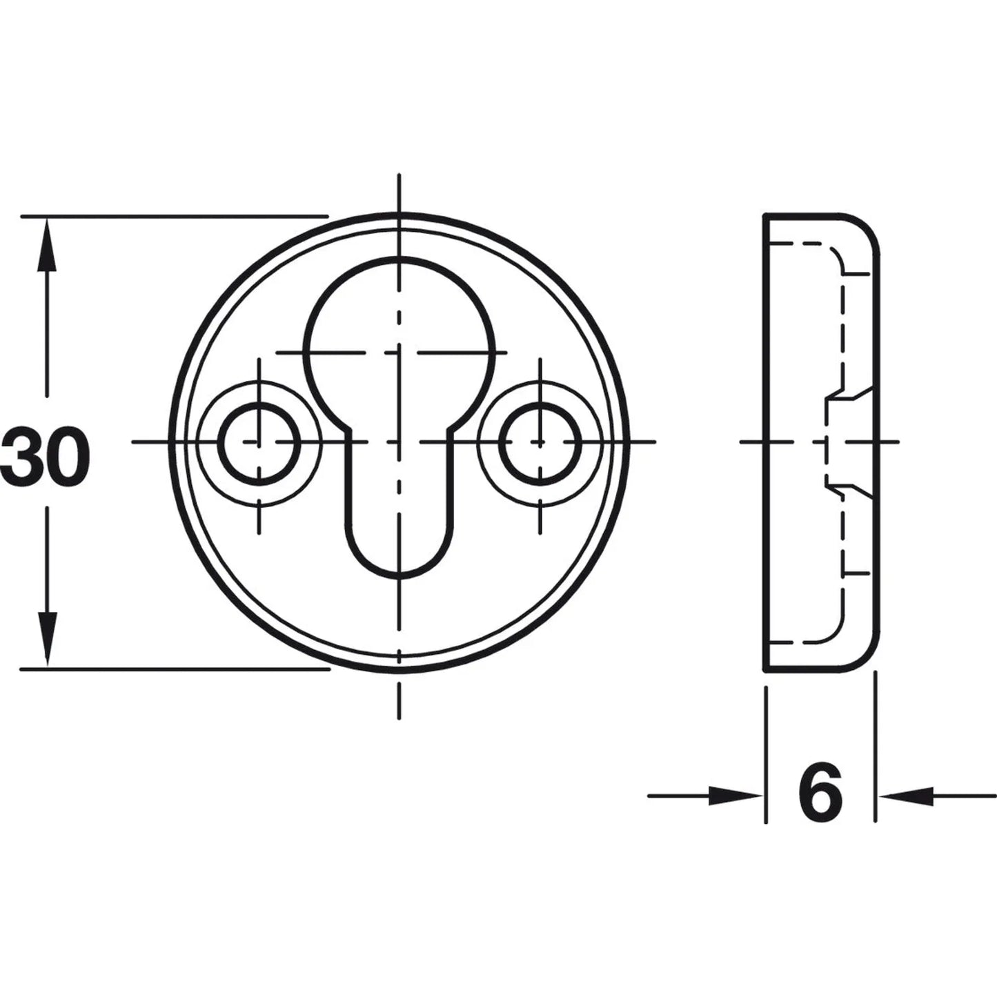 Placa Cabeza Sebo Acero 30mm - Häfele para Camas Abatibles