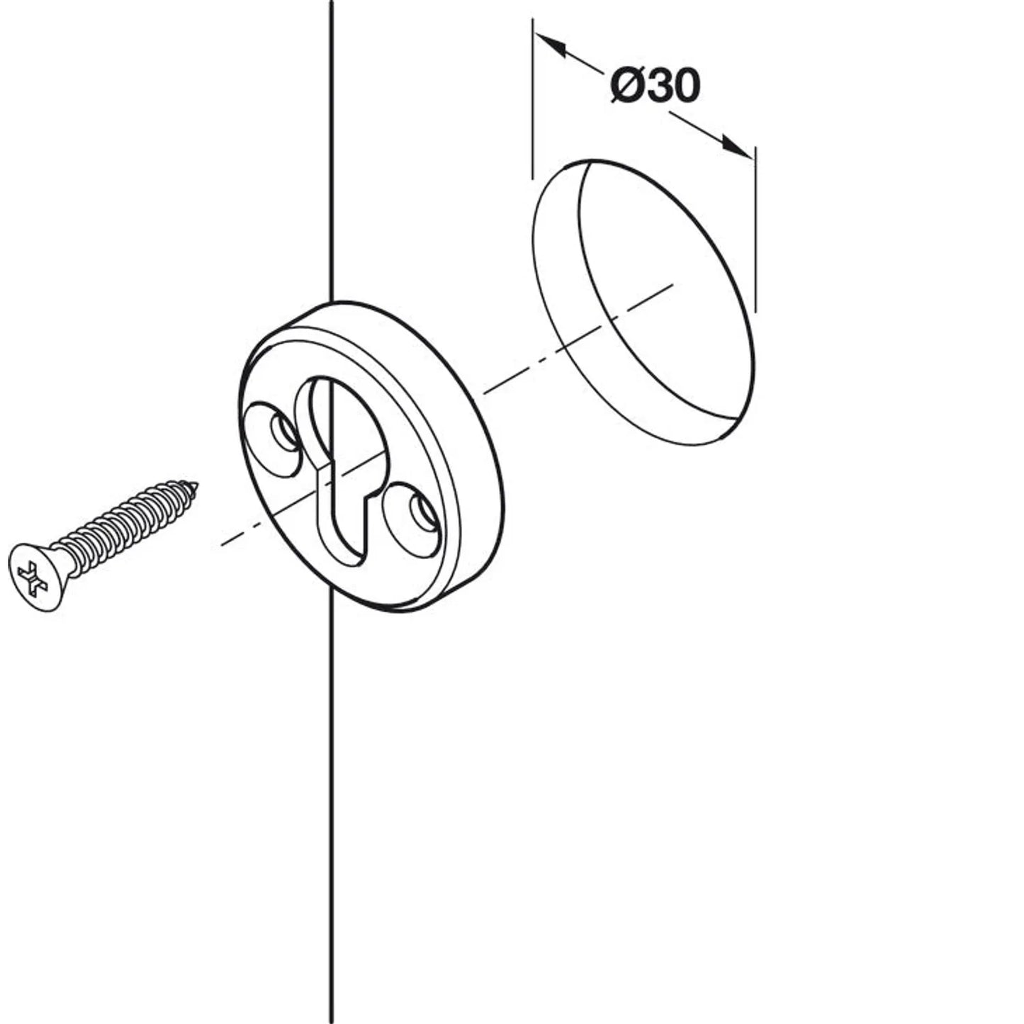 Placa Cabeza Sebo Acero 30mm - Häfele para Camas Abatibles