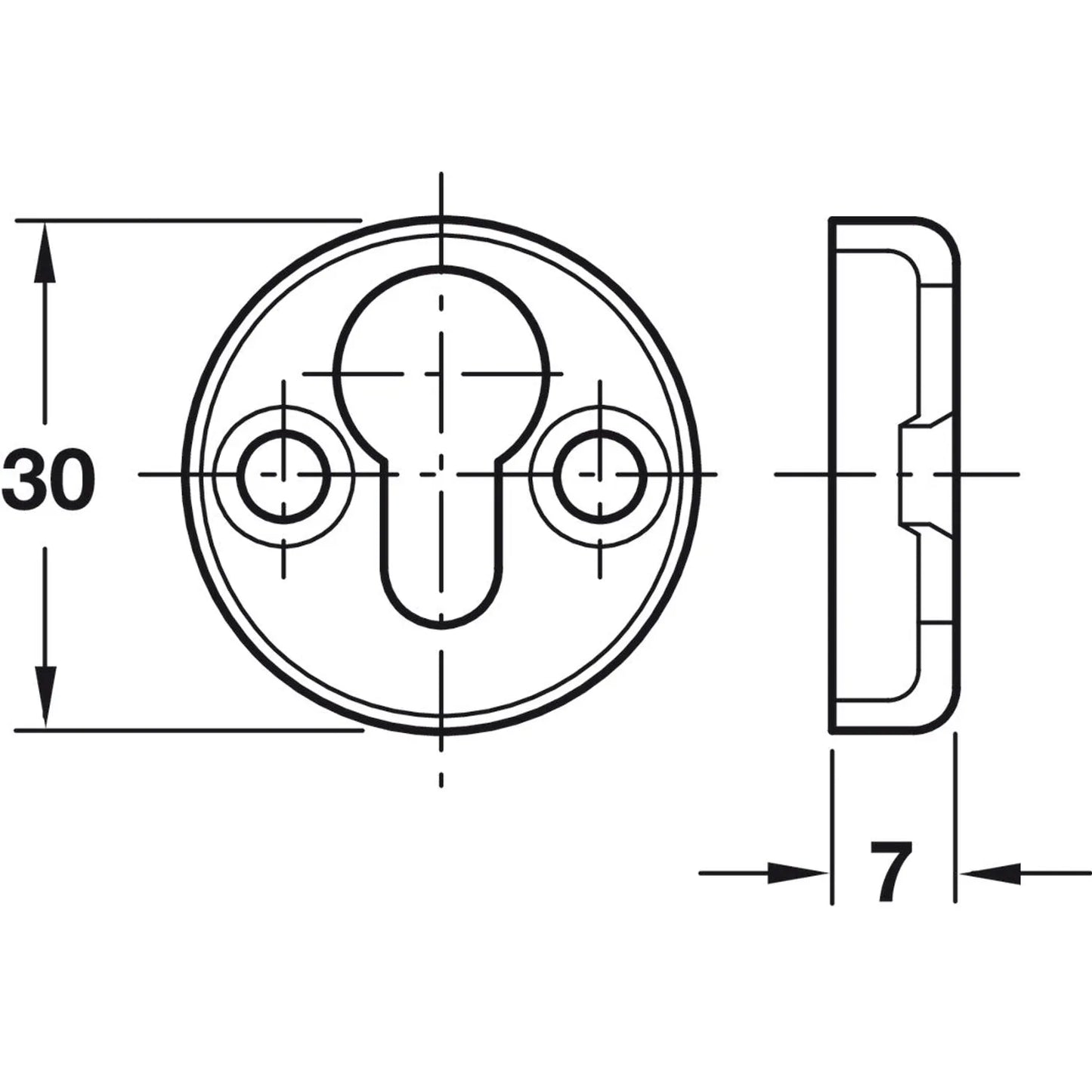 Placa Cabeza Sebo Acero 30mm - Häfele para Camas Abatibles