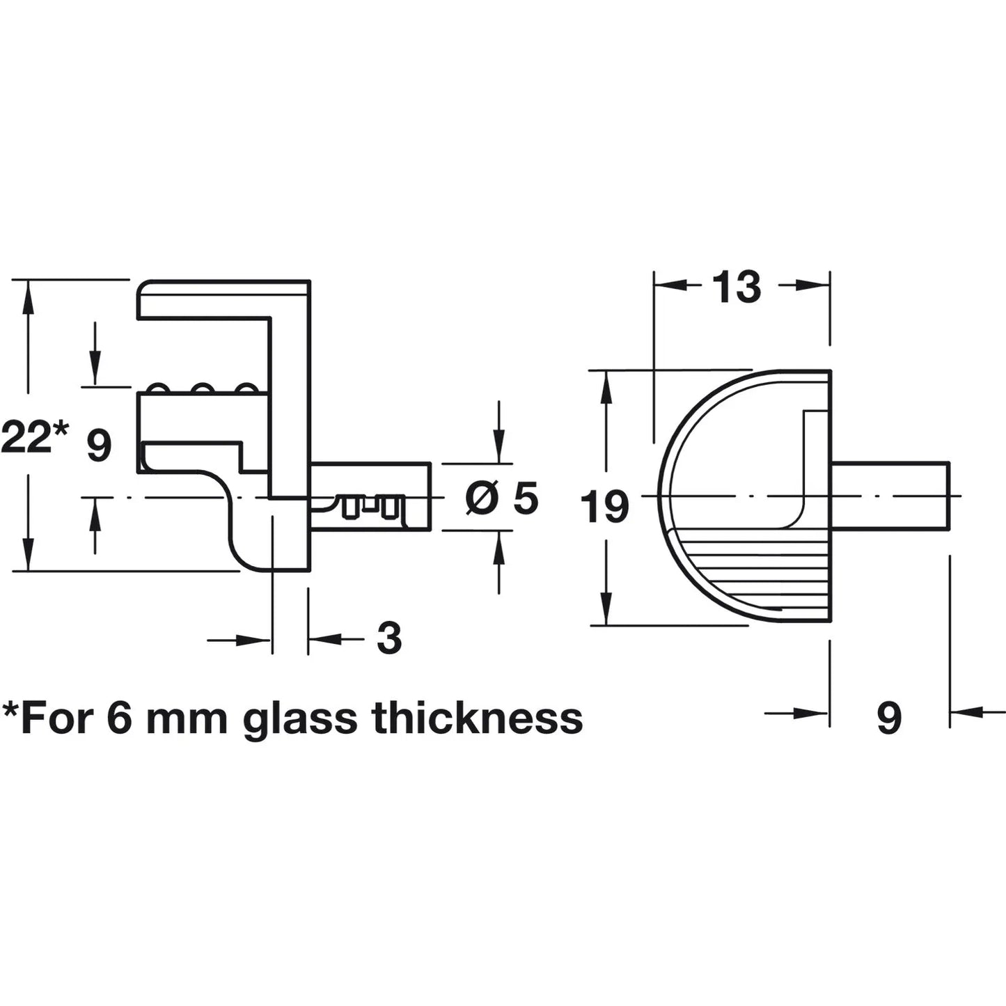 Ménsula para Vidrio 5mm Häfele - Soporte Duradero